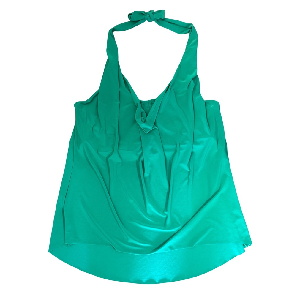 Magicsuit Womens Size 16 Green Drape Front Halter Tankini Swim Top Underwire